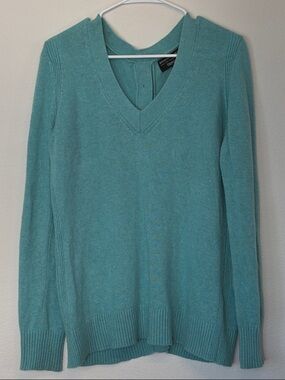 Banana Republic Italian Yarn by filpucci Teal V-Neck Button Down Back Sweater